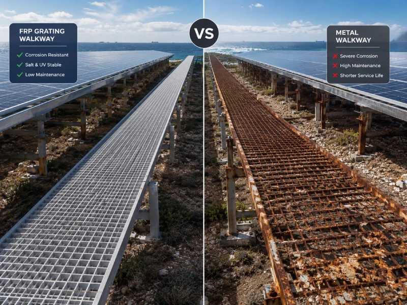 Неліктен FRP торы PV O&M жүру жолдары үшін ең жақсы материал болып табылады (FRP күн торы және металл)