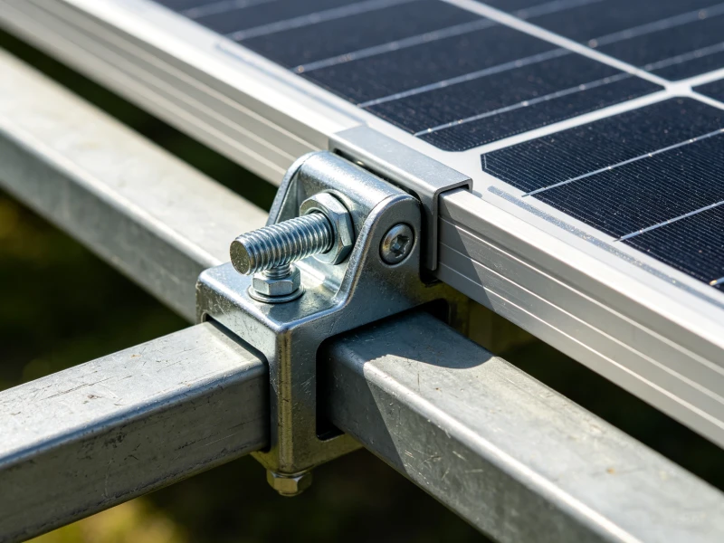 Stainless steel clamp fixing solar panel to balcony mounting rail